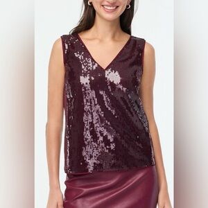 J. Crew Factory Burgundy Sequin Blouse Large NWT